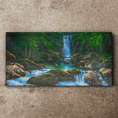Tablou canvas O cascadă liniștită într-un cadru de pădure