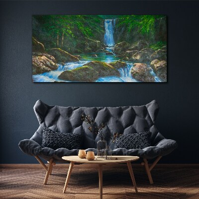 Tablou canvas O cascadă liniștită într-un cadru de pădure