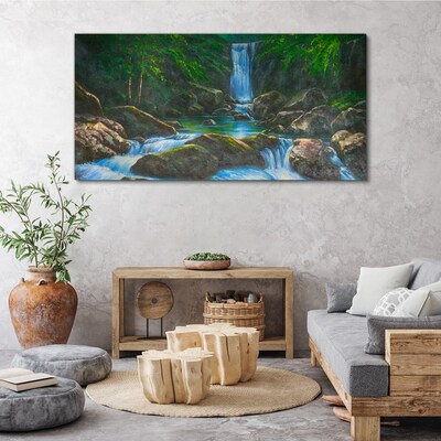 Tablou canvas O cascadă liniștită într-un cadru de pădure