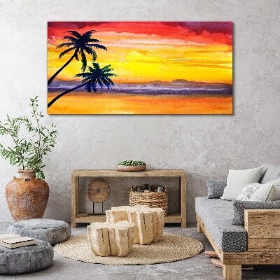 Tablou canvas coasta palmierii apus de soare