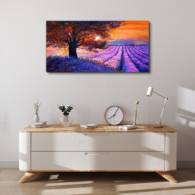 Tablou canvas Peisaj mov la apus