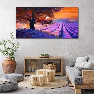 Tablou canvas Peisaj mov la apus