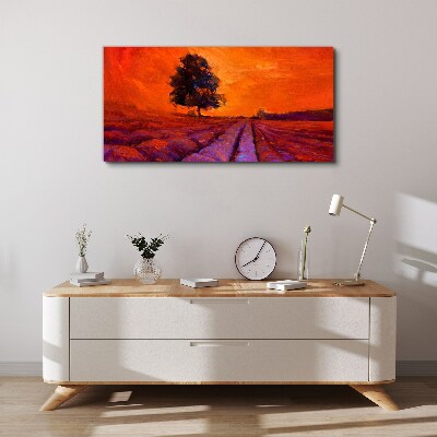 Tablou canvas Apus peste câmpuri