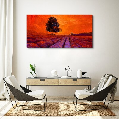 Tablou canvas Apus peste câmpuri