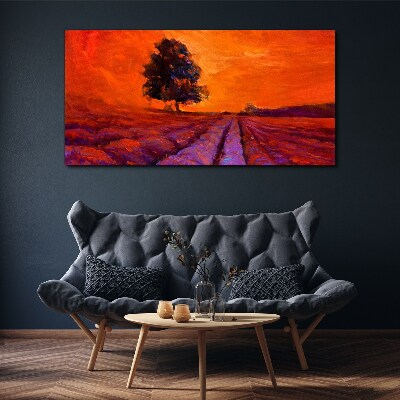 Tablou canvas Apus peste câmpuri