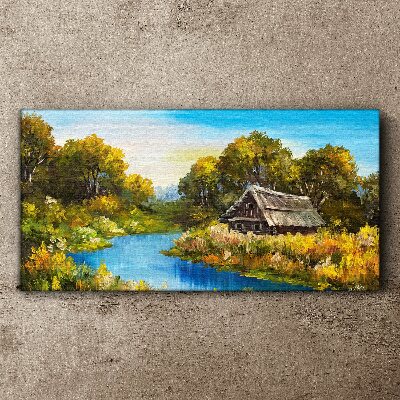 Tablou canvas forest river sky cabana