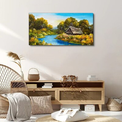 Tablou canvas forest river sky cabana