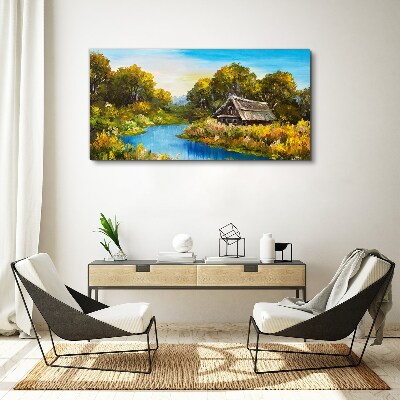 Tablou canvas forest river sky cabana