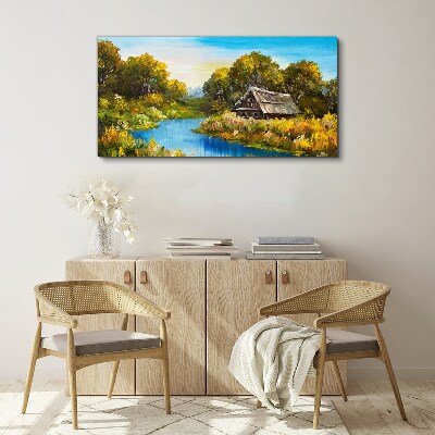 Tablou canvas forest river sky cabana