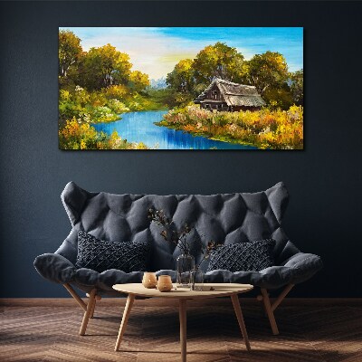 Tablou canvas forest river sky cabana