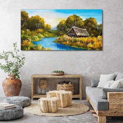 Tablou canvas forest river sky cabana