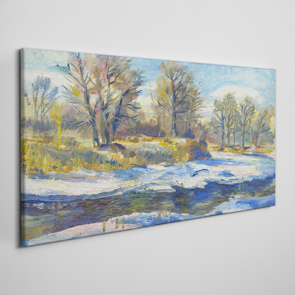 Tablou canvas Peisaj de iarnă cu un râu