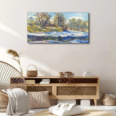 Tablou canvas Peisaj de iarnă cu un râu