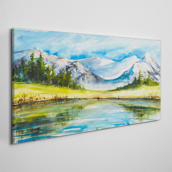 Tablou canvas Peisaj montan în acuarelă