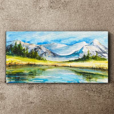 Tablou canvas Peisaj montan în acuarelă