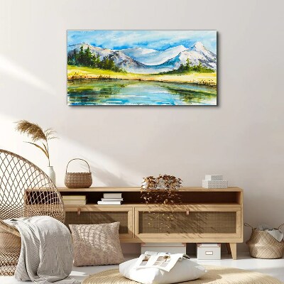 Tablou canvas lac munți peisaj forestier