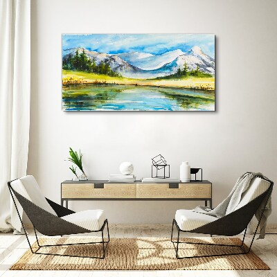 Tablou canvas Peisaj montan în acuarelă