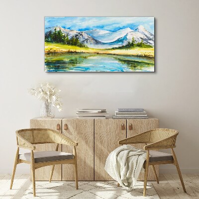 Tablou canvas Peisaj montan în acuarelă