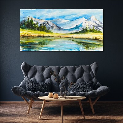 Tablou canvas Peisaj montan în acuarelă