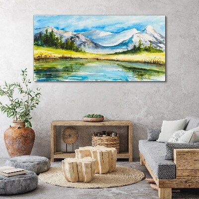 Tablou canvas Peisaj montan în acuarelă