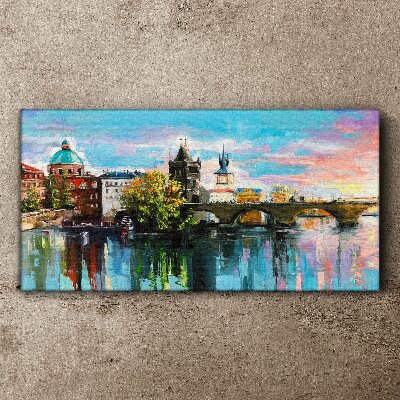 Tablou canvas City River Bridge Sky