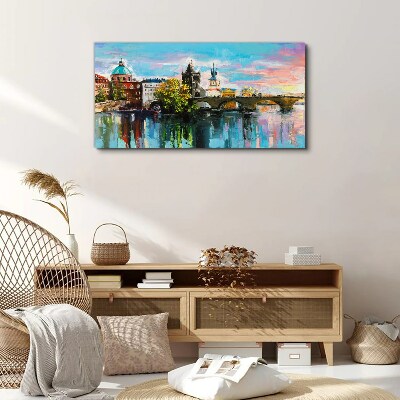 Tablou canvas City River Bridge Sky