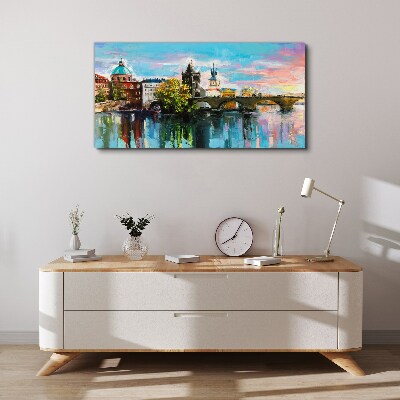 Tablou canvas Praga în culorile apusului