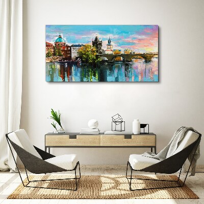 Tablou canvas City River Bridge Sky