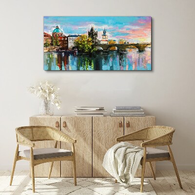 Tablou canvas City River Bridge Sky