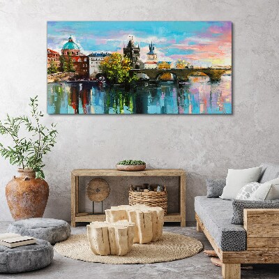 Tablou canvas Praga în culorile apusului