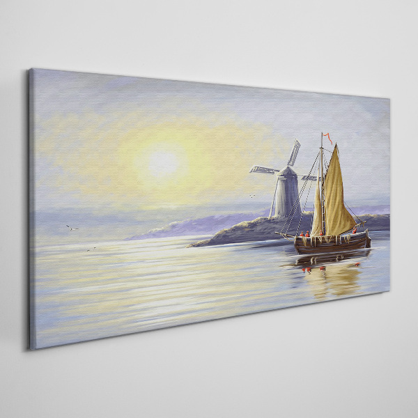 Tablou canvas soare de moara navei maritime