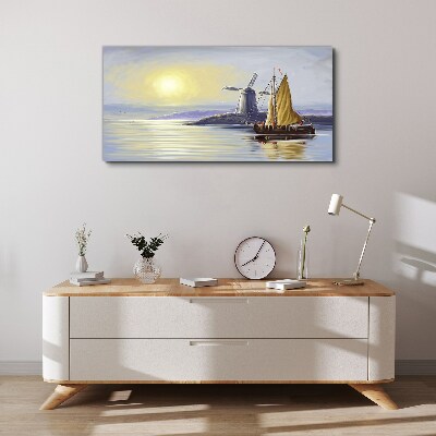 Tablou canvas soare de moara navei maritime