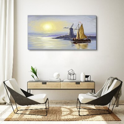 Tablou canvas soare de moara navei maritime