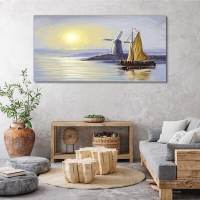 Tablou canvas soare de moara navei maritime