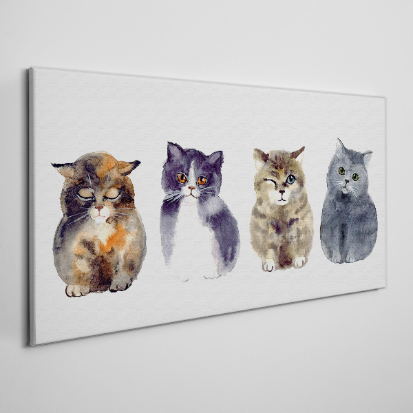 Tablou canvas Portrete de pisici acuarele