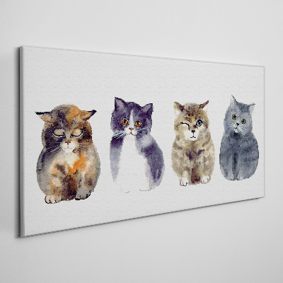 Tablou canvas Portrete de pisici acuarele