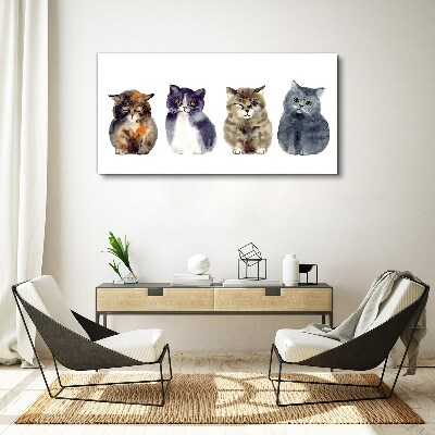 Tablou canvas Portrete de pisici acuarele