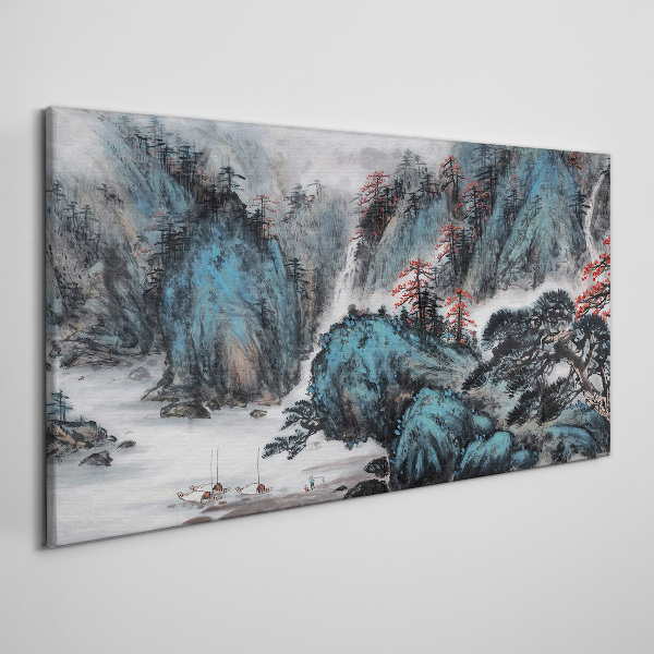 Tablou canvas Peisaj montan liniștit cu cascadă