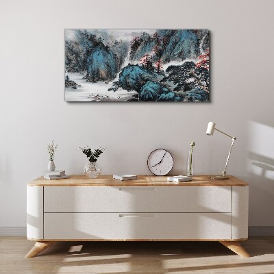 Tablou canvas Peisaj montan liniștit cu cascadă