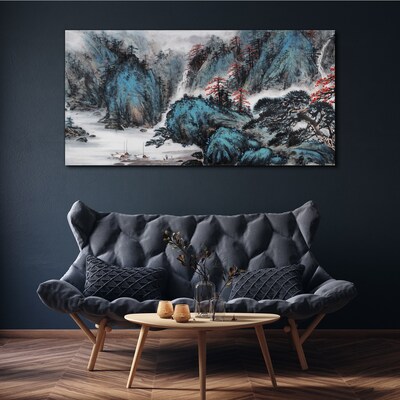 Tablou canvas Peisaj montan liniștit cu cascadă