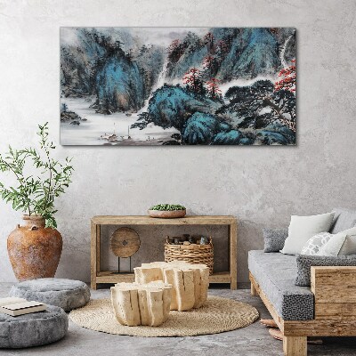 Tablou canvas Peisaj montan liniștit cu cascadă