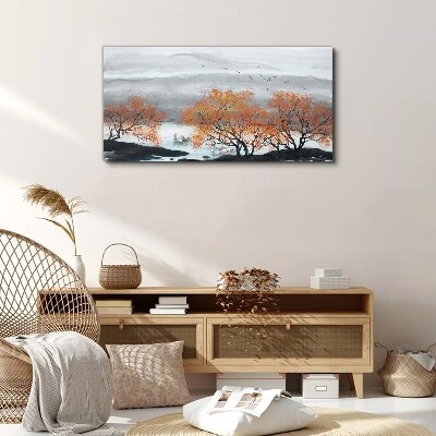 Tablou canvas Ceață de toamnă deasupra lacului