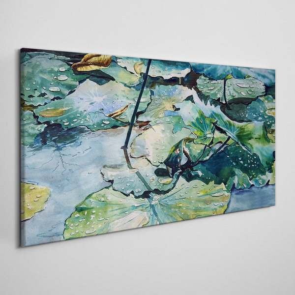 Tablou canvas Flori de apă cu picături de ploaie