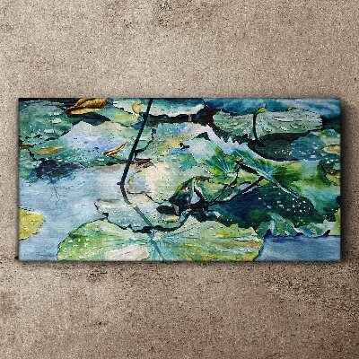 Tablou canvas Flori de apă cu picături de ploaie