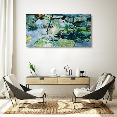 Tablou canvas Flori de apă cu picături de ploaie