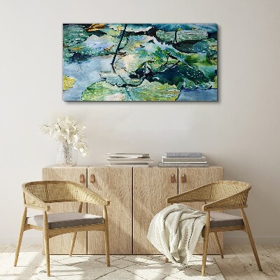 Tablou canvas Flori de apă cu picături de ploaie