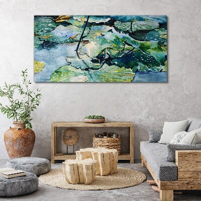 Tablou canvas Flori de apă cu picături de ploaie