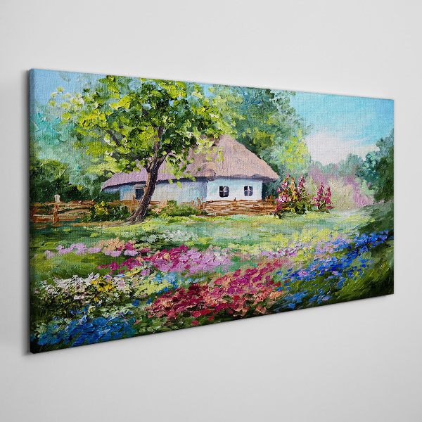 Tablou canvas Peisaj rural cu flori