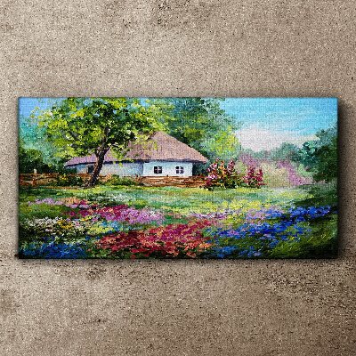 Tablou canvas Peisaj rural cu flori