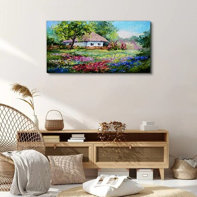 Tablou canvas Peisaj rural cu flori